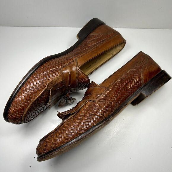 Johnston & Murphy Domani Brown Woven Leather Tassel Loafers Men\'s 10.5 M main image 8